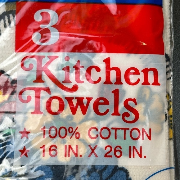 Vintage Leshner Corp. Valu-Pak 3 Kitchen Towels Cotton Floral Print 16”x 26” NOS - Picture 5 of 9